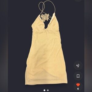 SHEIN Yellow BodyCon Dress with Y2K Butterfly Details - XS
